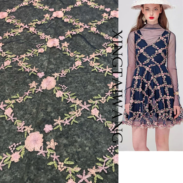 Embroidered Fabric Polyester Thread Evening Polyester Foil for Women's 2